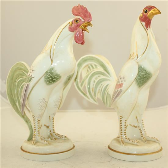Two Royal Worcester figures  Game Cock and Chanticleer, modelled by Doris Lindner, 27cm